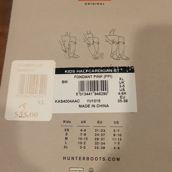 HUNTER Kids Half Cardigan Boot Socks Fondant Pink Size XL - Picture 4 of 5